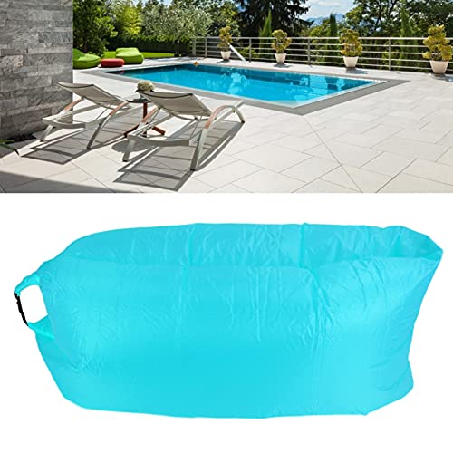 Foldable Air Mattress, Portable Inflatable Sleeping Bed, Blue - Lightweight Design, Quick Inflation, Ideal for Outdoor Camping and Beach Use