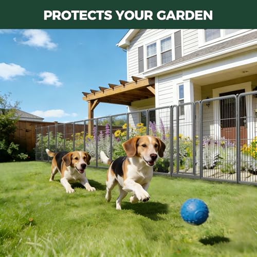 FXW Garden Fence Outdoor for the Yard – 32in(H) x 36.4ft(L) Heavy Duty Metal Animal Barrier for Dog, No Dig Decorative Dog Fence, 16 Panels, Silver - color: Silver, size: 32"H