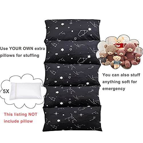 ICOPUCA Floor Lounger Pillow casing for boy Girl, Soft Minky Plush, Black Constellation Print, Cover/Sleeve/Casing ONLY! Perfect Reading and Watching TV Cushion - Excellent for Sleepovers, King Size; - color: Black Constellation, size: King (Pack of 1)