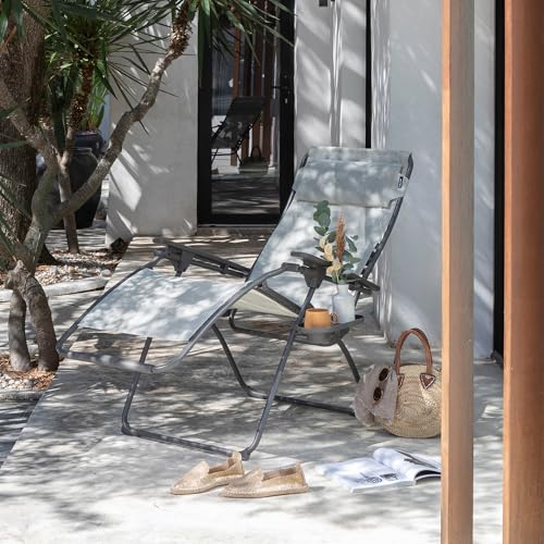 Lafuma Futura LFM3118 8548 Zero Gravity Outdoor Steel Framed Lawn Patio Recliner Folding Lounge Chair with Batyline Canvas, Seigle Grey - color: Grey (Seigle), style: Futura Zero Gravity