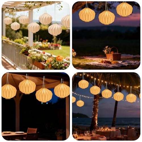 Battery Operated Outdoor Paper Lantern — 2Pack Waterproof Hanging Decorative Light with Remote Timer, Foldable Pendant Paper Lantern for Patio Garden Backyard, Porch Decor - style: Lantern-2pc