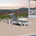 PURPLE LEAF Patio Chaise Lounge Chair Set Outside Aluminum Plastic Stackable Tanning Chairs with Side Table for Pool Sunbathing Beach Deck Outdoor Lounger, Grey - color: Grey, style: 1 chair + 1 table