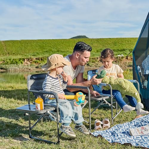 Busy Bee Oversized Kids Camping Chair with Cup Holder, High Back Toddler Chair Kids Folding Chair, Perfect for Beach & Outdoor, Supports 150 Lbs. - color: Grey, style: Director Chair