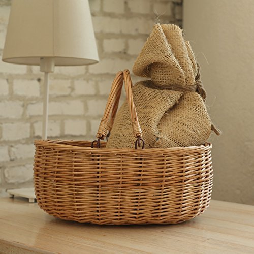 Wicker Picnic Baskets with Handles.Kingwillow. (Natural) - color: Natural