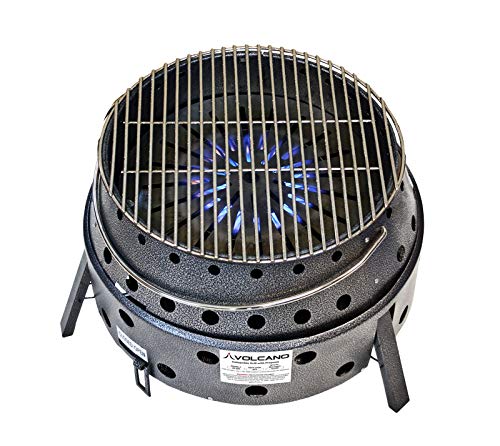 Volcano 3 Collapsible Portable Grill & Stove with Lid & Cookbook 19,500 BTU Burner 13” Cooking Surface Includes Carry Bag Regulator Hose & Heat Diffuser for Camping Tailgating & Dutch Oven Cooking - style: Volcano 3 – Full Kit (Lid + Cookbook)