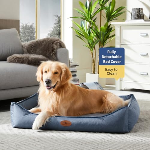 Tidore Orthopedic Dog Beds for Medium Dogs, Durable Egg Crate Foam Sofa Dog Bed wit Washable Removable Cover,Waterproof Lining,Pet Bed for Large Dogs (Denim Blue, 39.4" L x 31.5" W x 7.4" Th) - color: Denim Blue, size: 39.4"L x 31.5"W x 7.4"Th