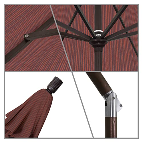 California Umbrella 9' Round Aluminum Patio Umbrella, Crank Lift, Collar Tilt, Bronze Pole, Terrace Adobe Olefin - color: Adobe