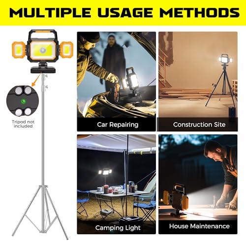 YZONI 40W Rechargeable Work Light, 4000LM Magnetic LED Work Light with 6 Modes, Battery Powered Portable Mechanic Lights with 360°Rotate Foldable Design for Auto Car, Garage, Workshop - style: Modern