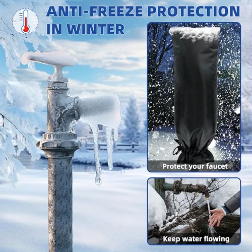 Outdoor Faucet Covers for Winter Freeze Protection 2 Pack Reusable Garden Faucet Cover Socks for Various Faucet Water Spigot Pipe Hose Bib,Waterproof Insulated Anti-Freeze Covers-XL - style: Reflective Velcro and Drawstring