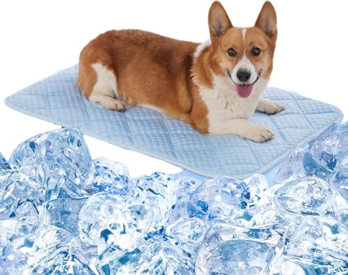 Dog Cooling Mat, Washable Cooling Mat for Dog, Foldable Kennel Pet Bed, Cool Pad (Cool &Warm Surface) for All Seasons Use, Pet Pads for Cats Use in Crate (27.5 x 20 Inch (Medium)) - size: 27.5 x 20 Inch ( Medium)