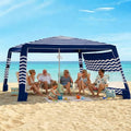 Zeraty Beach Cabana 8'×8', Portable Beach Canopy with Side Wall, UPF 50+ Silver-Coated Beach Tent Sun Shelter, Wind Resistant Adjustable Altitude Beach Umbrella Tent for Family, Deep Blue - color: Blue