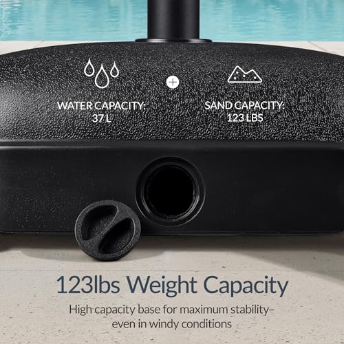 Best Choice Products 123lb Capacity Fillable Mobile Umbrella Base, Heavy Duty Market Stand for Patio, Deck, Poolside, Easy to move w/ 4 wheels - Dome Square Black - color: Black - Dome
