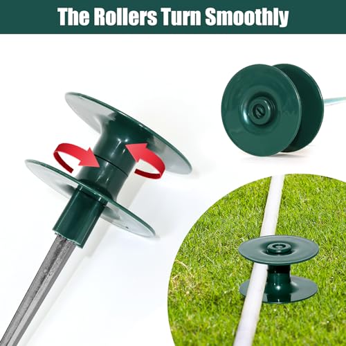 6 Pcs Garden Hose Guide on Spike, Guides Water Hoses Guide on Zinced Spike Hose Guard for Plant Protection Garden Hose Rust Sturdy Metal Stake Heavy Duty Dark Green Spin Top