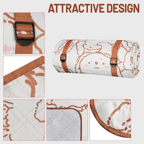Extra Large Picnic Blanket 78" X 59" Foldable Washable Waterproof Sandproof Soft Cute Picnic Blankets Outdoor Picnic Mats for Camping Beach Blankets Party Park Accessories (All Rabbits 78" X 59")