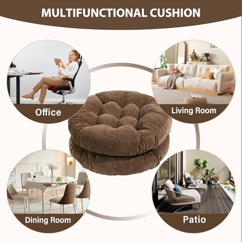 Tiita Outdoor Cushions Square Floor Pillow Thicken Tufted Seat Pad Large Floor Cushion for Yoga Meditation Living Room - color: Round|coffee, size: 2 Count (Pack of 1)