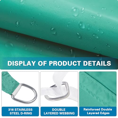 Amagenix Waterproof Sun Shade Sail 12'X12' Turquoise Shade Canopy Curved Edge 95% UV Blocking Awning Shelter for Outdoor Patio Backyard Garden Activities,Customized - color: Turquoise, size: 1 2' X 1 2', style: Waterproof Rectangular