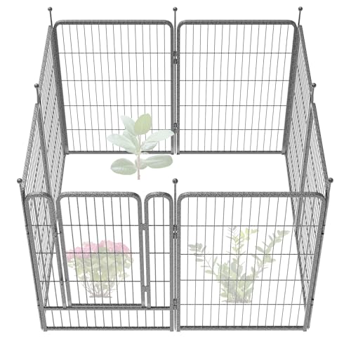 FXW Garden Fence Outdoor for the Yard – 40in(H) x 18.2ft(L) Heavy Duty Metal Animal Barrier for Dog, No Dig Decorative Dog Fence, 8 Panels, Silver - color: Silver, size: 40"H
