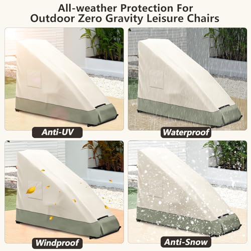 Zero Gravity Chair Cover,Outdoor Heavy Duty 600D Waterproof Zero Gravity Lounge Chair Cover,Patio Folding Zero Gravity Recliner Cover.Beige & Green,39" L x 26" W x 45" H. - color: Beige & Green, size: 39" L x 26" W x 45" H