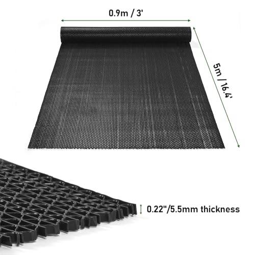 jxgzyy Commercial Drainage Mat Non Slip Drainage Floor Matting 3'x16.4' Heavy Duty Swimming Pool Mat for Restaurant Kitchen Bathroom Bar Garden Outdoor Wet Area, Black - color: Black, size: 196.8"L x 36"W x 0.2"Th