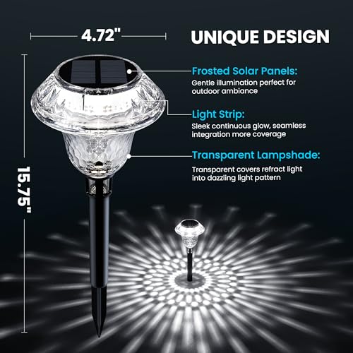 Solar Pathway Lights Garden Decor for Yard, Solar Garden Lights for Outside Waterproof Landscape Lighting, Garden Decorative for Walkway, Driveway, Yard, Landscape, Lawn (6 Pack Cold White) - color: Cold White, size: 6
