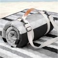 Genovega Waterproof Beach Blanket Picnic Outdoor Mat Rug Parents Papa Stepdad Pappy Poppy Pawpaw Grandpa Who Want Nothing Everything Bride in Law Daughter Son Father Happy Birthday Ideal - color: Gery Black Stripe, size: 6'8" x 6'8" (Square)