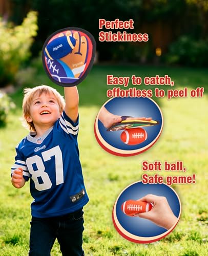 JoyCat Football Toss and Catch Ball Game for Kids, 4 Paddles & 4 Soft Footballs, American Football Training Set for Backyard Beach, Sports Outdoor Toys Birthday Gift Idea for Boys Girls Ages 3-12 - style: 4 Paddles 4 Balls(Football)