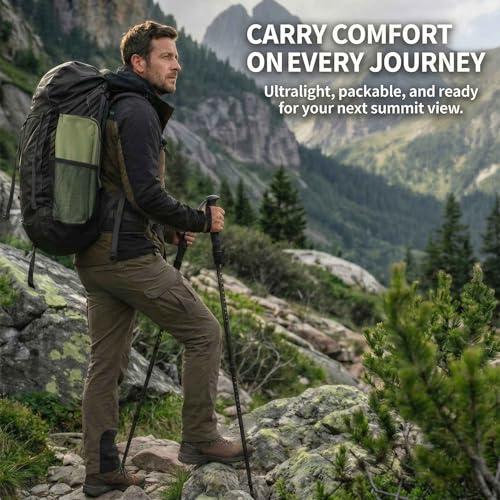COMELY Folding Stool Backpacking Chair Portable: Ultralight 700g Collapsible Pocket Stool,3cm Flat Fold, 3-Second One-Hand Setup & 5s Storage, 270Lbs Capacity, 600D Oxford for Thru-Hiking & Breaks. - color: Green