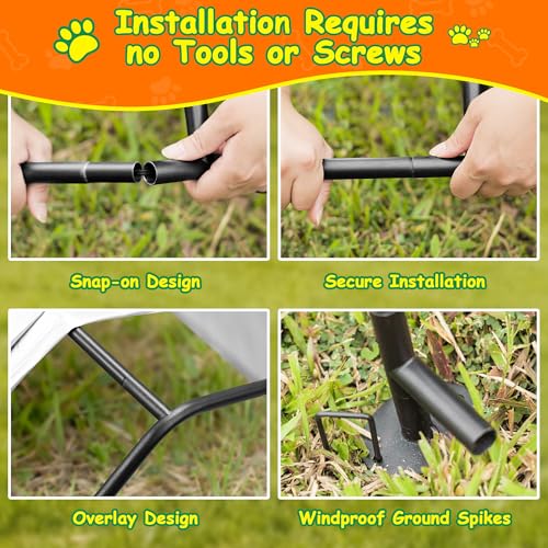 4'x 4'x 3.3' Dog Shade Shelter, Outdoor Dog Tent Dog House Canopy Waterproof, Sun Protection with Ground Stakes for Pet Medium Large Dogs, Cats, Pigs, Chicken, Goose (4‘’)