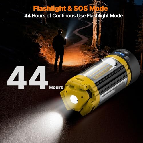 OGERY Camping Lights with Remote, 18000mAh Rechargeable Camping Lantern & LED Work Light, Detachable Tripod Stand up to 6.0 ft, 3 Lamp Heads for Camping Essentials & Emergency, Yellow - color: Yellow