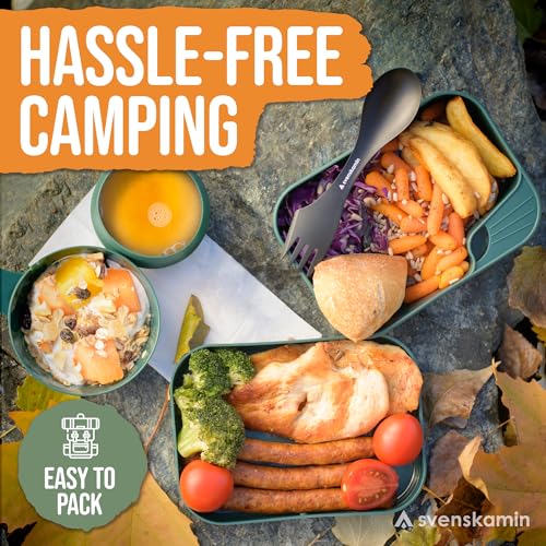 Camping Mess Kit with Plate, Bowl, Cup, Spork and Utensils, Reusable Plastic Camping Dinnerware Set, Lightweight BPA Free Dishware for Backpacking, Hiking, Picnic, Travel, Outdoor - size: 1 person kit