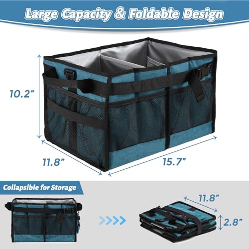 Lorbro Grill Caddy, BBQ Caddy with Paper Towel Holder, Portable Picnic Basket for Utensil and Condiment, Barbecue Grilling Tool Accessories Storage Organizer for Outdoor Griddle, Tailgate, Camping, RV - style: Blue