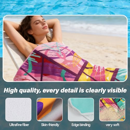 Abstract Print Beach Towel Lightweight Quick Dry Sand Resistant Oversized Artistic Towel for Pool Travel - color: Patterned Print