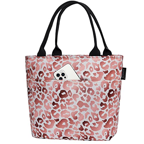 Aosbos Lunch Tote Bag, Insulated Lunch Box for Women, Leakproof Lunch Cooler Purse for Work, Pink Leopard Print - color: K. Pink Leopard