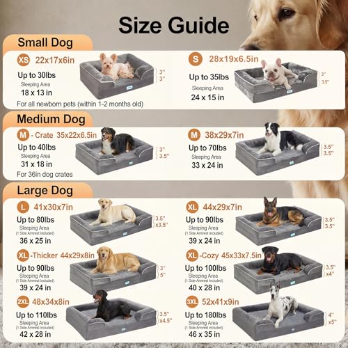 OhGeni Orthopedic Dog Bed Couch Cat Sofa for Medium Sized Pets with Memory Foam, Machine-Washable Waterproof Removable Cover, Soft Comfortable Fabric, 28-inch (Gray) - color: 01-Gray, size: 28"x19"x6.5"