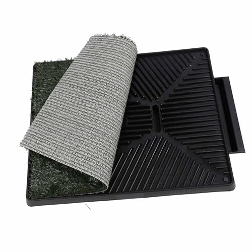 Zerodis Dog Grass Patch Potty, Artificial Reusable Washable Training Dog Grass Bathroom Turf with Pee Baffle and Tray for Small Medium Large Dogs (Small Size) - size: Small Size