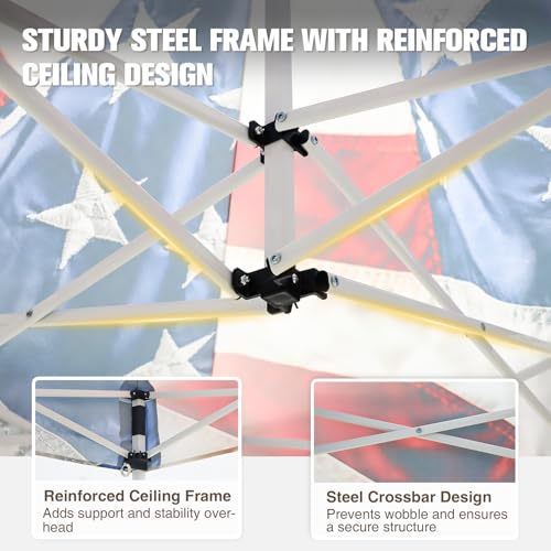 EAGLE PEAK Pop up Canopy 5x5, Outdoor Portable Canopy Tent with One Removable Sunwall, Carry Bag Included, Stars and Stripes - color: Stars and Stripes
