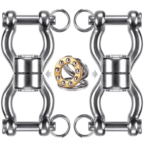 SELEWARE Silent Bearing Swing Swivel, 360° Rotational Device Hanging Accessory with Removeable Buckle for Tree Swing, Hammock Chair, Climbing Rope, Yoga, Kids Swing Swivel 1202LB Capacity - color: Swivel - Style B, 2 Pack