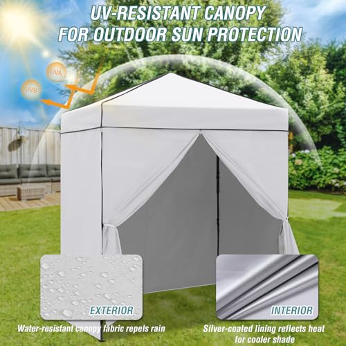 EAGLE PEAK 6x4 Instant Pop Up Canopy Tent with 4 Side Wall Panels, Straight Leg Sun Shelter, Portable Canopy with Carry Bag for Camping, Beach & Sports, White - color: White, size: Four Walls
