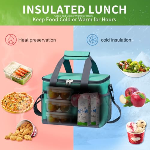 iknoe Insulated Lunch Bag, Foldable 8.5L Cooler Bag for Men & Women, Leakproof Thermal Design, Great for Office, Picnic, Travel, Lunch Box,Mint Green - color: Mint Green, size: Medium