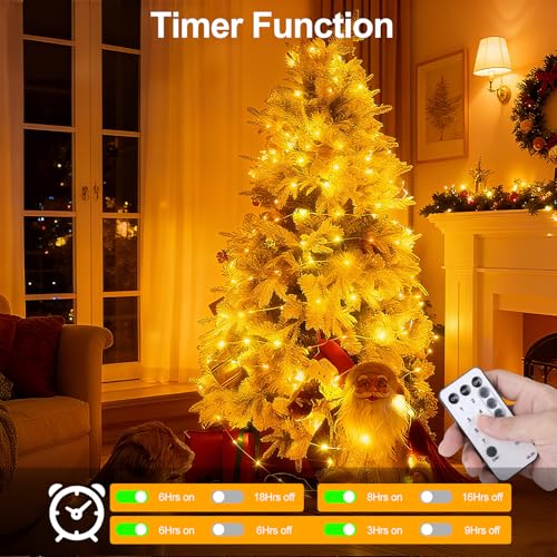 OGORI 200FT 800LED Fairy Lights Outdoor, Warm White Fairy String Lights 8 Modes Remote & Timer, IP67 Waterproof Fairy Tree Lights for Bedroom, Wedding, DIY, Centerpiece, Christmas Decorations - color: Warm White, size: 200FT 800LED
