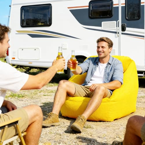 Inflatable Couch Sofa for Adult,Blow Up Chair,Camping Lounger Air Couch for Indoor&Outdoor with Removable Washable Cover (Yellow) - color: Yellow