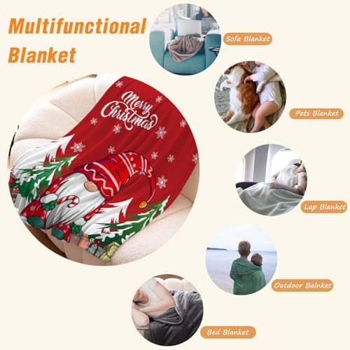 YeeJu Christmas Throw Blanket Red Christmas Tree Gnome Blanket for Couch Sofa Bed Soft Lightweight Fuzzy Plush Fleece Blankets and Throws Xmas Winter Decorative Blanket 50x60 - color: Chrsitmas-14, size: 50"x60"