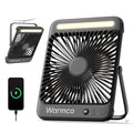 Warmco 20000mAh Battery Powered Fan, Ultra-Slim 8-Inch Portable Camping Fan with LED Lantern, Up to 48H Runtime Rechargeable Desk Fan for Bedroom, Outdoor, Tent, Travel, Cruise Ship Essentials - color: Black