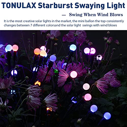 TONULAX Solar Garden Lights, Starburst Swaying Light - Swaying When Wind Blows, Solar Lights Outdoor Decorative, Color Changing RGB Light for Yard Patio Pathway Decoration(6 Pack) - size: 6 Pack