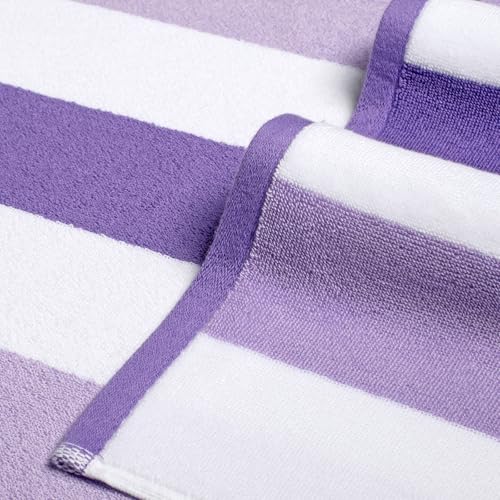 Bornbay Cotton Oversized Beach Towel - Extra Large 40"X70" Big Cute Thick Pool Towel, XL Stitch Beach Towels Striped Purple Swimming Towel for Adults Women - color: Lavender