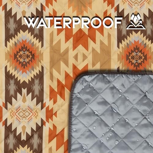 Carstens, Inc. Easy Pack Waterproof Sandproof Picnic Blanket, Lightweight Foldable Outdoor Camping Beach Mat, Large 60"x80", Aztec Stripe - color: Aztec Stripe