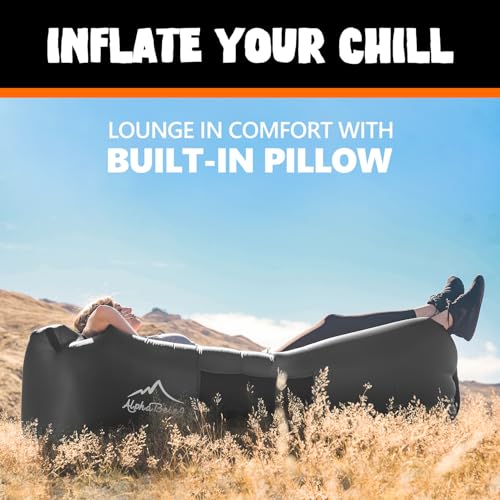 AlphaBeing Inflatable Lounger Beach Chair Accessories, Air Sofa Hammock Inflatable Couch for Camping Backyard Lakeside with Compression Sacks, Ideal Outdoor Gifts for Adults - color: BLACK