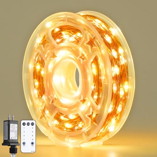 JMEXSUSS 300 LED Fairy Lights Plug in, 99 ft 8 Modes Remote Control Twinkle String Lights with Wheel, Warm White Christmas Lights Indoor Outdoor Waterproof for Bedroom Christmas Decor - color: Warm White, size: 99FT 300LED