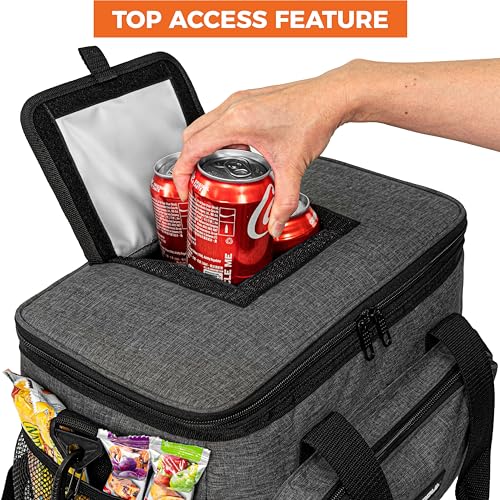 OPUX Soft Cooler Bag, Insulated Collapsible Lunch Cooler Tote for Men Work Camping Beach Travel, Portable Soft Sided Leakproof Waterproof Large Lunch Bag Box with Shoulder Strap 30 Cans, Charcoal Gray - color: Charcoal, size: 30 Cans
