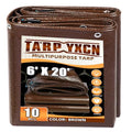 Brown Tarp 6x20 Feet, 10 Mil Thick Waterproof Poly Tarps Cover UV Resistant, Rip & Tear Proof with Metal Grommets Every 20 Inches - color: Brown, size: 6x20 Ft